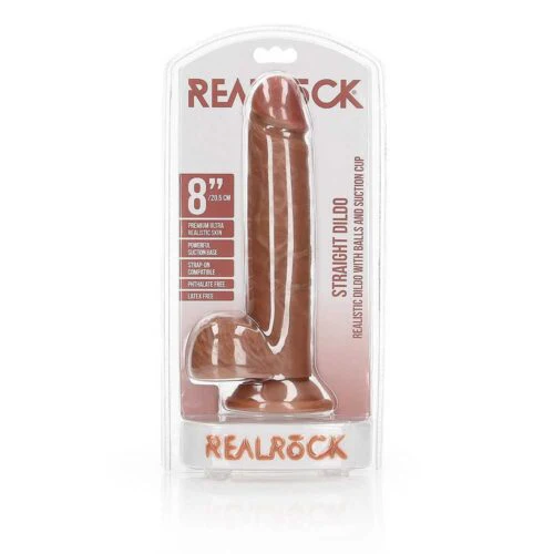 Realrock Straight Realistic Dildo with Balls 8" by Shots - Image 2
