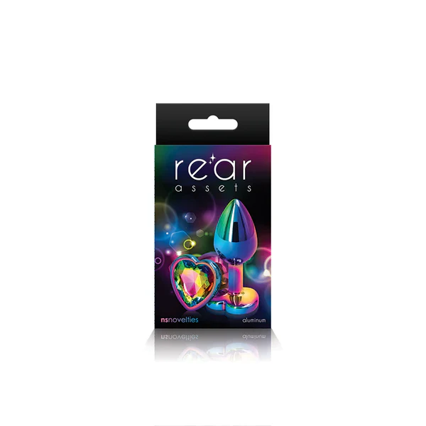 Rear Assets Aluminum Multicolor Heart Gem Anal Plug Medium by NS Novelties - Image 2
