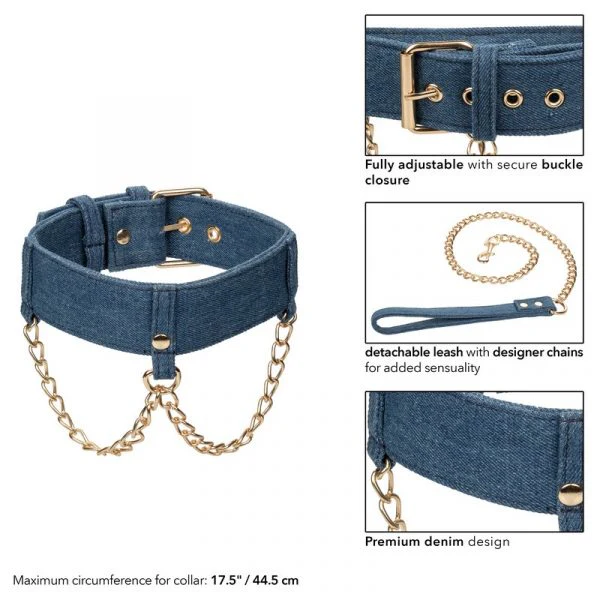 Ride Em™ Denim Collar & Leash by Cal Exotics - Image 2