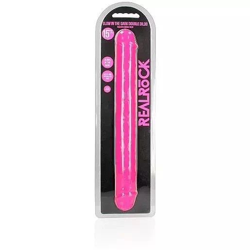 Realrock Glow in the Dark Double Dildo 15" by Shots - Image 2