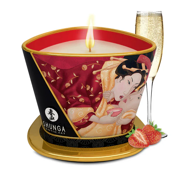 Shunga Massage Candle Strawberry Champagne - Image 3