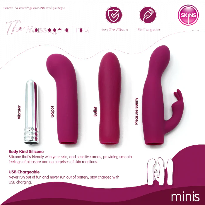 Minis Massage A Trois Vibrator 5" by Skins - Image 2