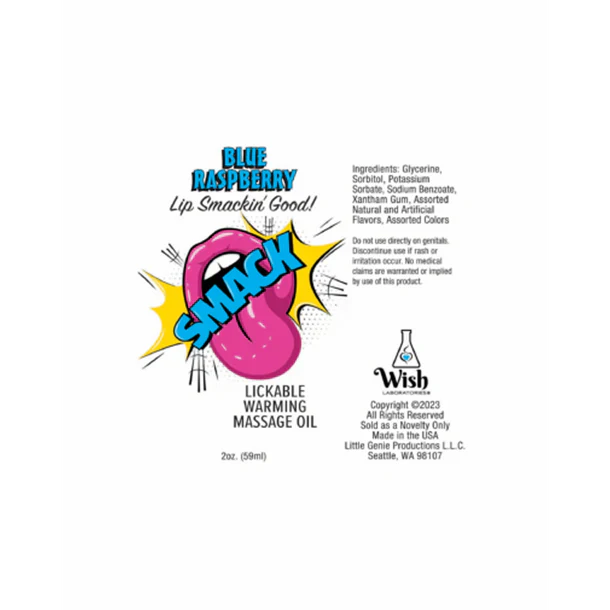 Smack Warming & Lickable Massage Oil Blue Raspberry by Little Geenie - Image 2