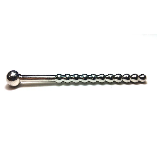Stainless Steel Beaded Hollow Urethral Sound with Stopper Rouge