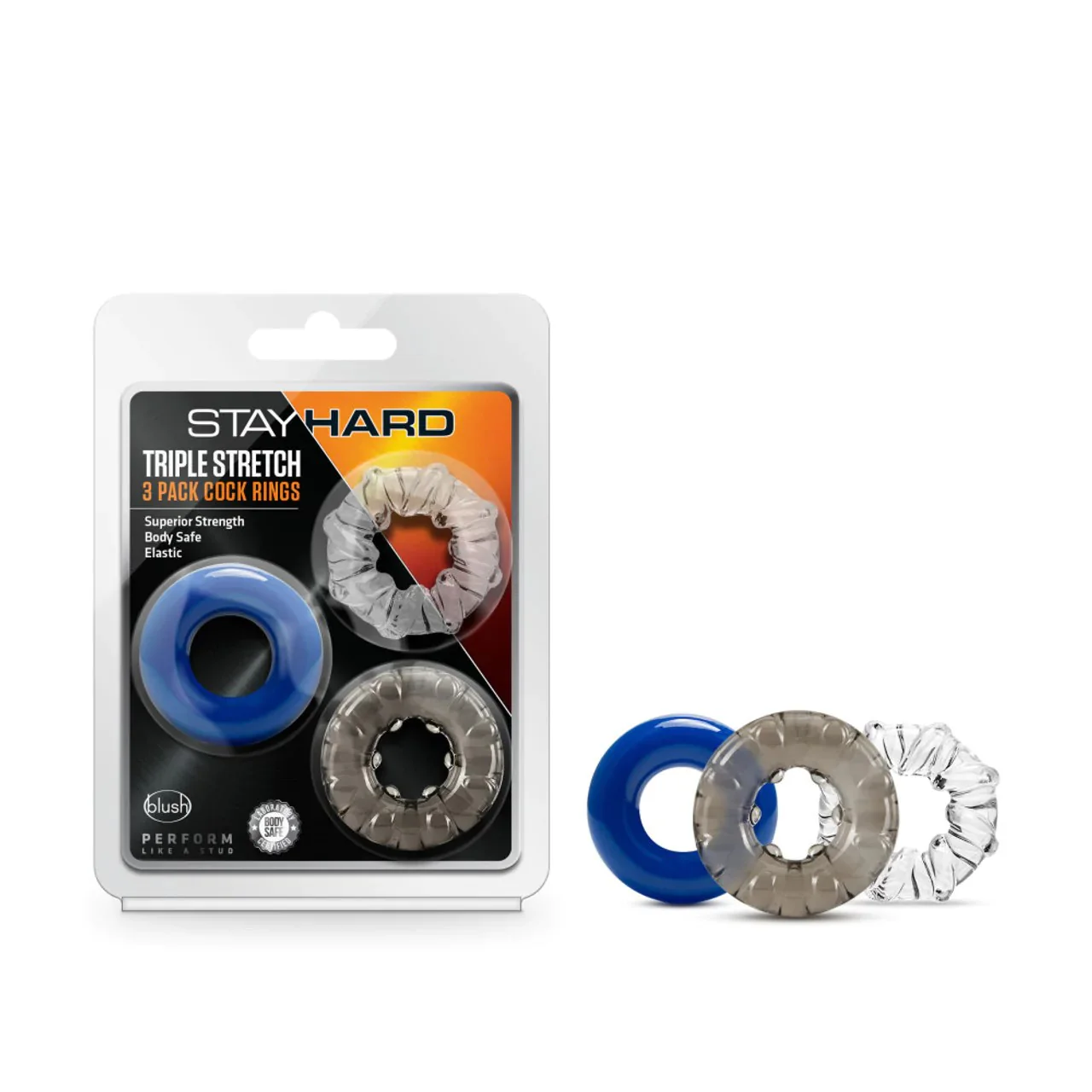Stay Hard Triple Stretch Cock Rings 3pk by Blush