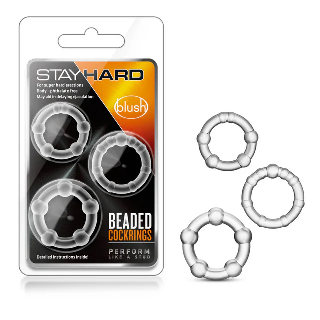 Stay Hard Beaded Cock Rings 3pk by Blush Novelties - Image 3