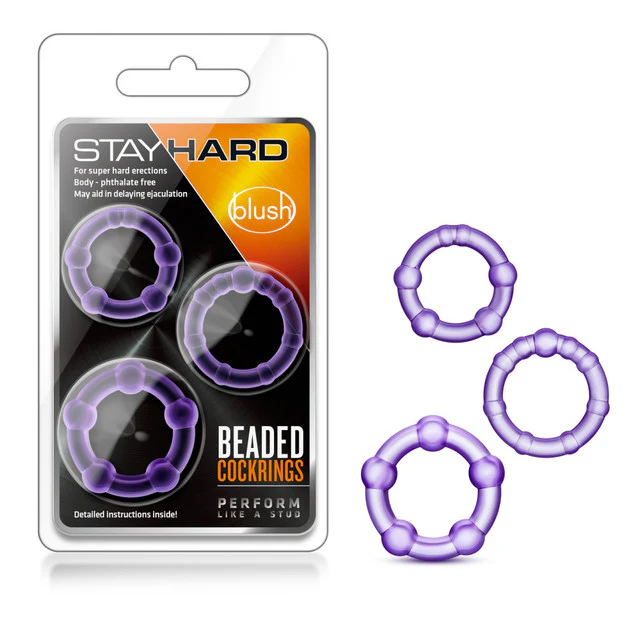 Stay Hard Beaded Cock Rings 3pk by Blush Novelties - Image 4
