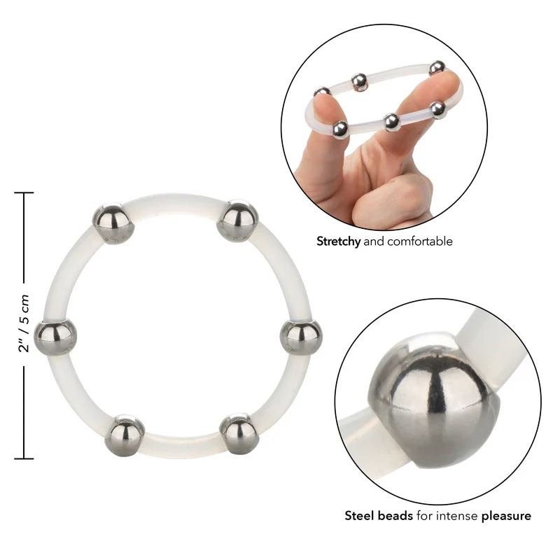 Steel Beaded Cock Ring XL by Cal Exotics - Image 2
