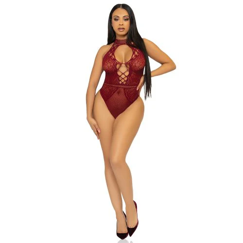 Teddy Net & Lace Keyhole Halter by Leg Avenue