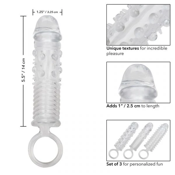 Textured Penis Extension 3pk Set by Cal Exotics - Image 2