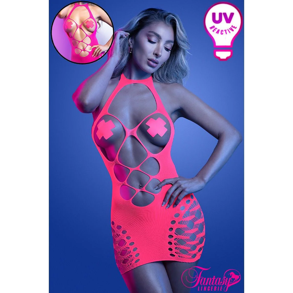 UV Reactive Dress & Pasties by Fantasy Lingerie