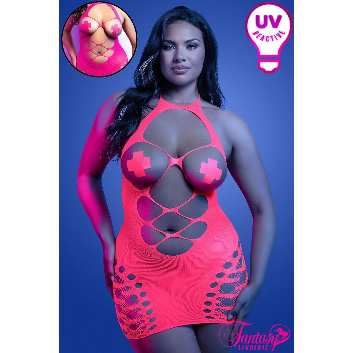 UV Reactive Dress & Pasties by Fantasy Lingerie - Image 3