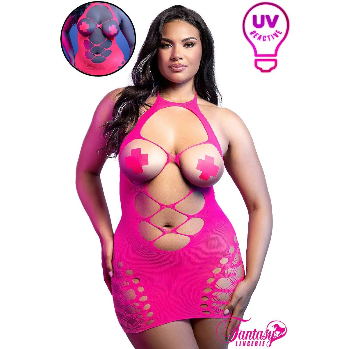 UV Reactive Dress & Pasties by Fantasy Lingerie - Image 7