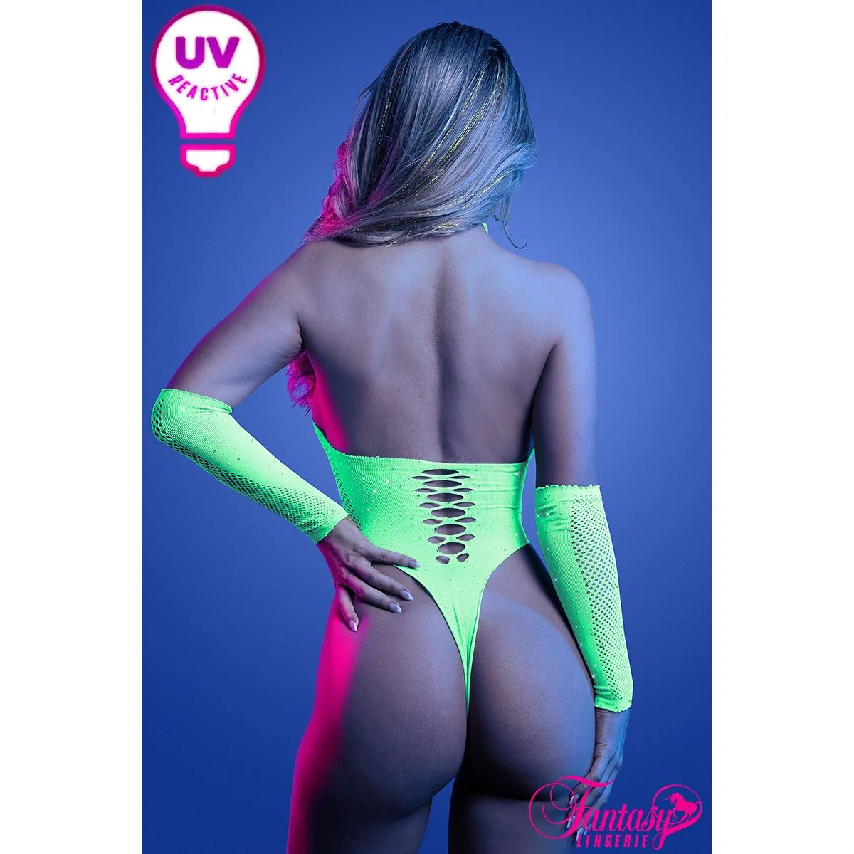 UV Rhinestone Teddy & Gloves by Fantasy Lingerie - Image 2