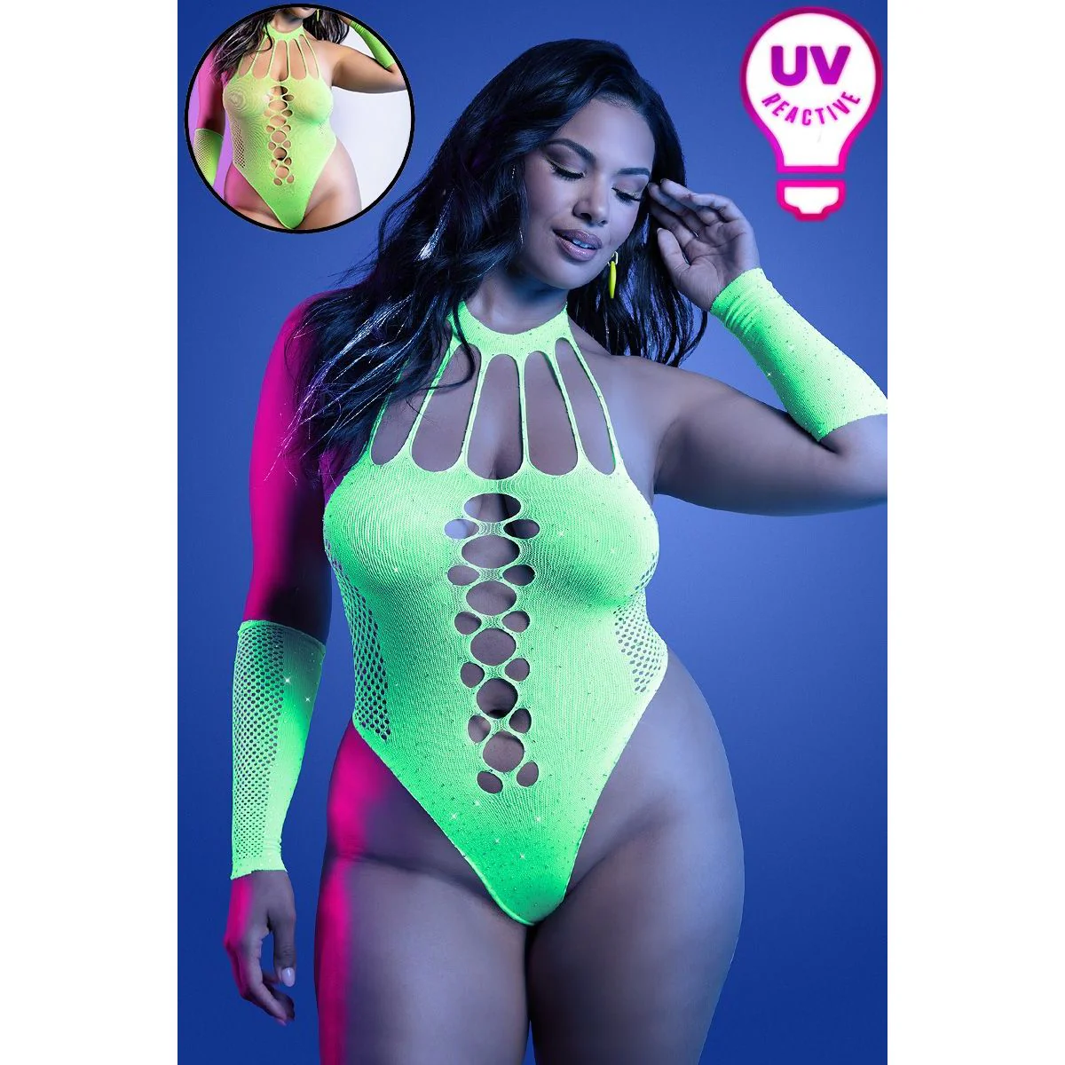 UV Rhinestone Teddy & Gloves by Fantasy Lingerie - Image 4