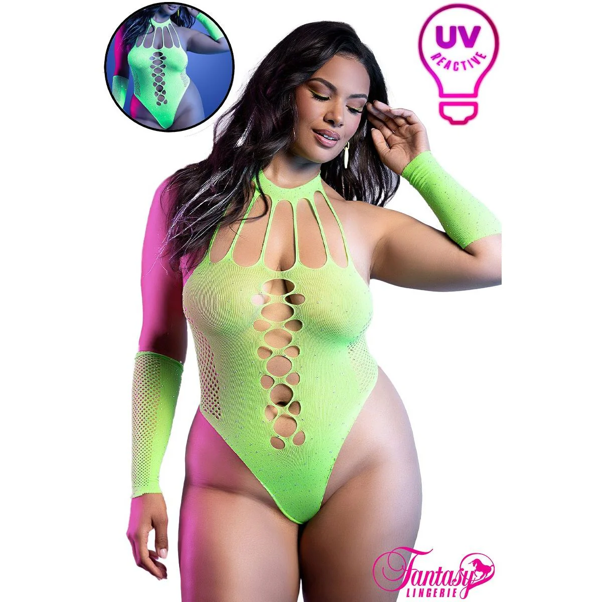 UV Rhinestone Teddy & Gloves by Fantasy Lingerie - Image 6