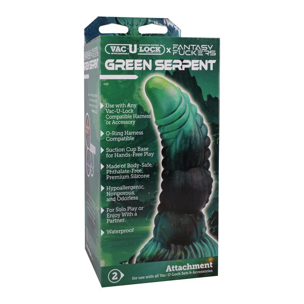 Vac U Lock X Fantasy Fuckers Green Serpent Dildo by Doc Johnson
